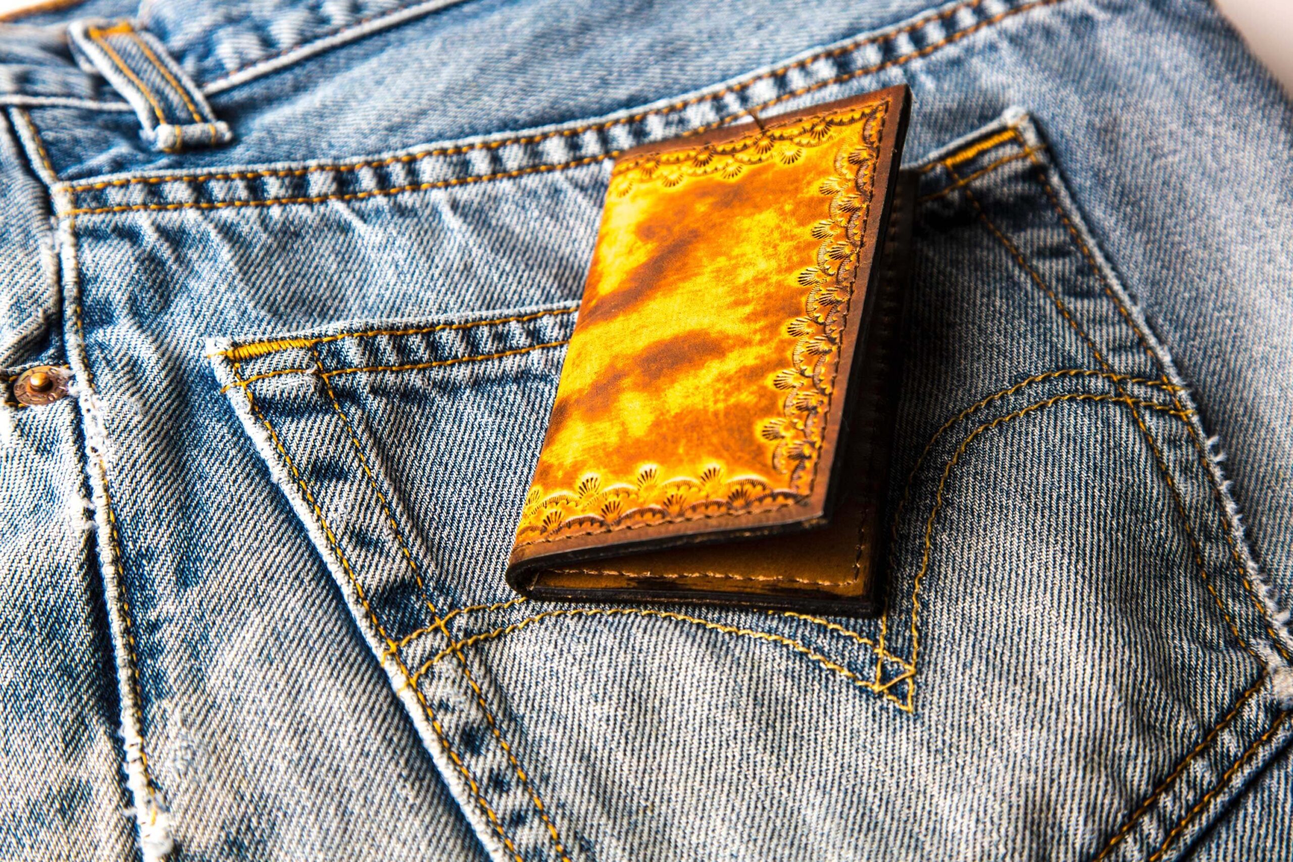 Phillimore Leather wallet on pair of jeans