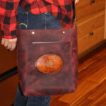 Full Grain Leather Tote in wine with shoulder strap